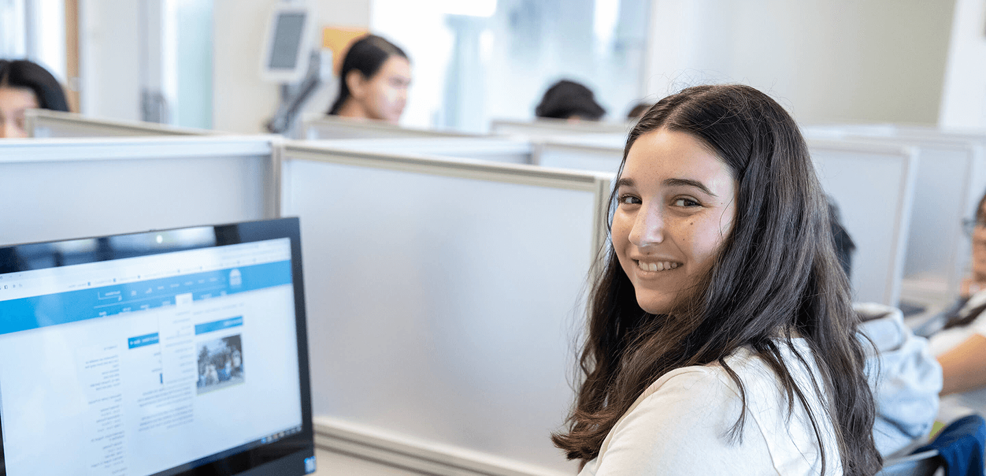 Student working on computer