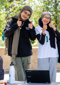 Smiling students on-campus