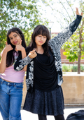 Smiling students on-campus