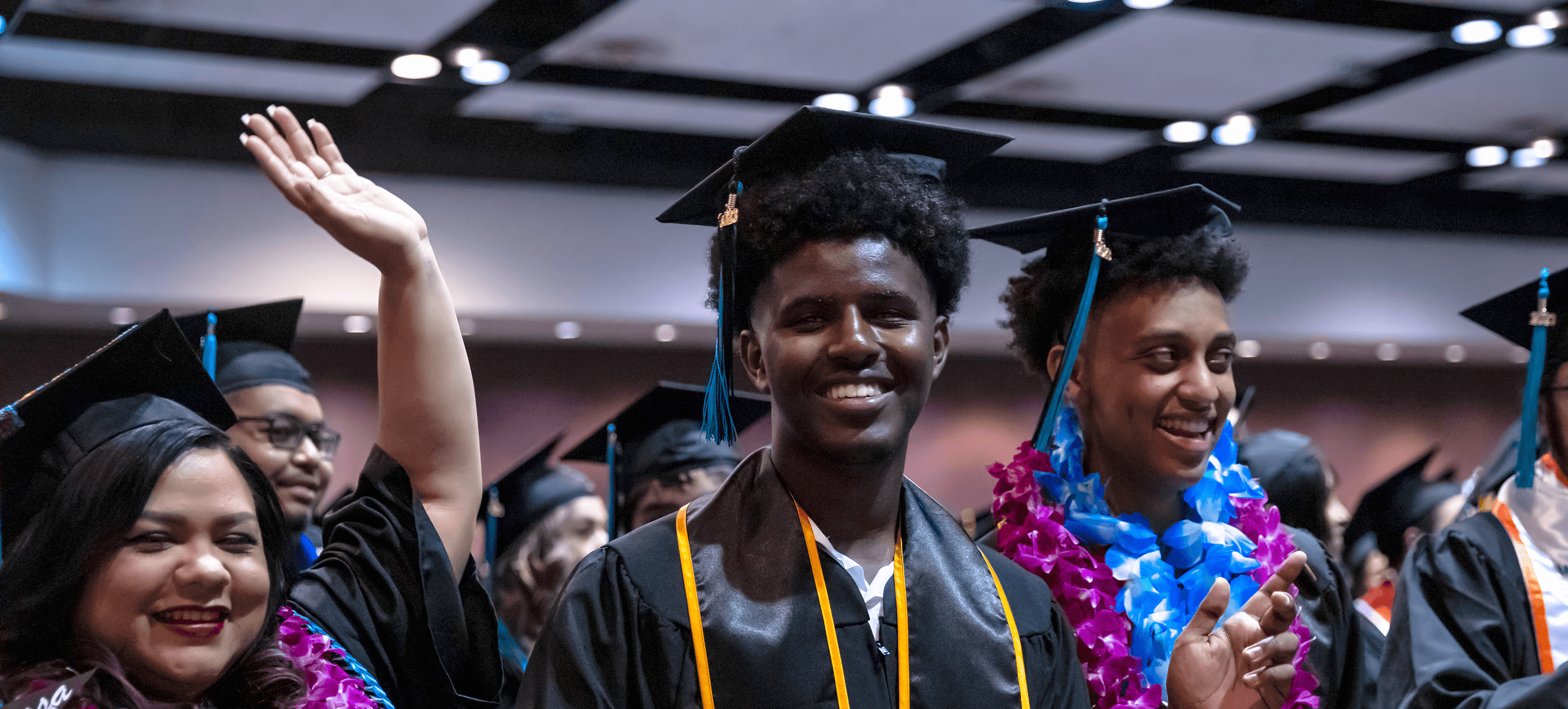 Students at graduation ceremony